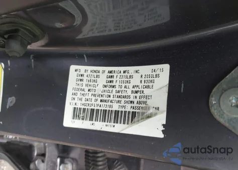 2015 Honda Accord Sport from USA, damaged, VIN 1HGCR2F57FA173195